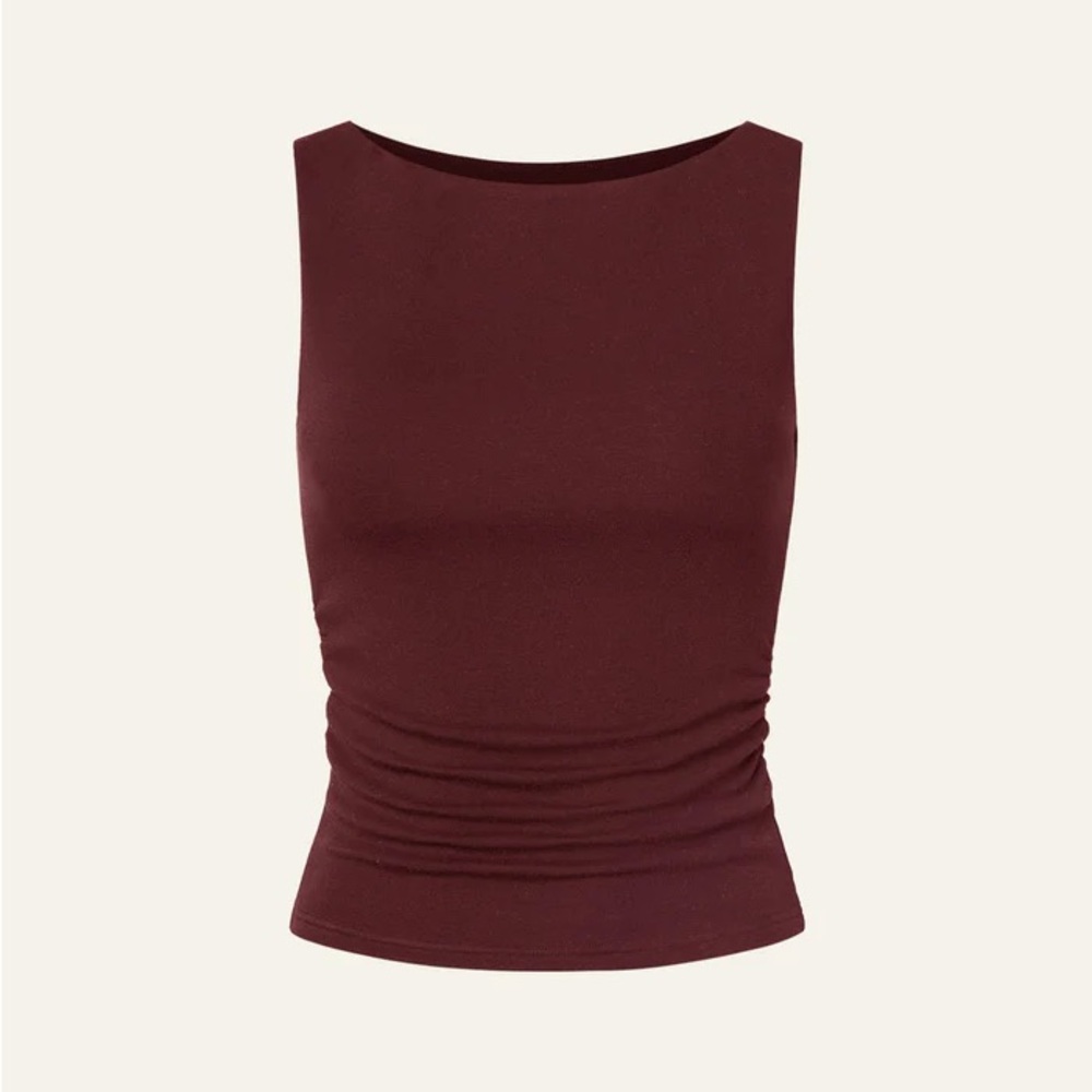 OGL Boat Neck Brami Tank Top - Ruby MEDIUM